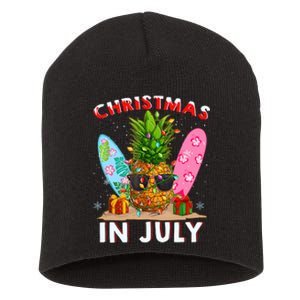 Christmas In July Pineapple Surf Santa Summer Tree Short Acrylic Beanie