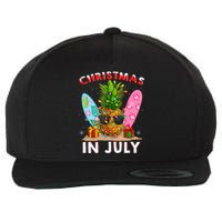 Christmas In July Pineapple Surf Santa Summer Tree Wool Snapback Cap