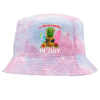 Christmas In July Pineapple Surf Santa Summer Tree Tie-Dyed Bucket Hat