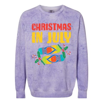 Christmas In July Flip Flops Summer Beach Xmas Colorblast Crewneck Sweatshirt