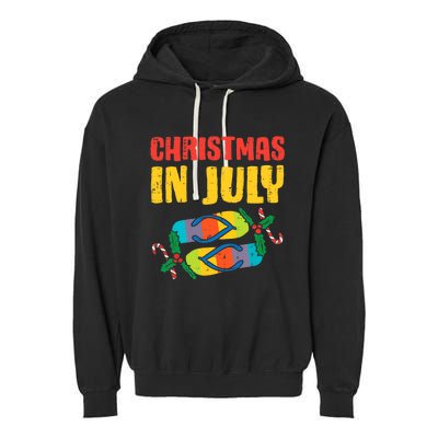 Christmas In July Flip Flops Summer Beach Xmas Garment-Dyed Fleece Hoodie