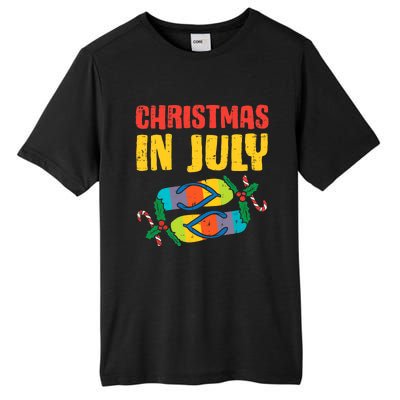 Christmas In July Flip Flops Summer Beach Xmas Tall Fusion ChromaSoft Performance T-Shirt