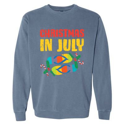 Christmas In July Flip Flops Summer Beach Xmas Garment-Dyed Sweatshirt