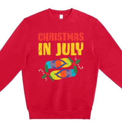 Christmas In July Flip Flops Summer Beach Xmas Premium Crewneck Sweatshirt