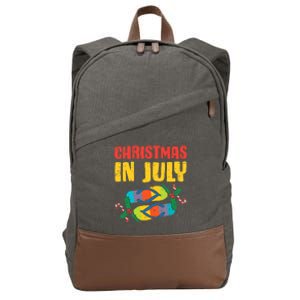 Christmas In July Flip Flops Summer Beach Xmas Cotton Canvas Backpack