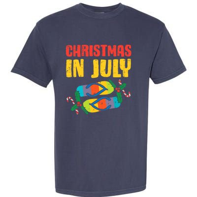 Christmas In July Flip Flops Summer Beach Xmas Garment-Dyed Heavyweight T-Shirt