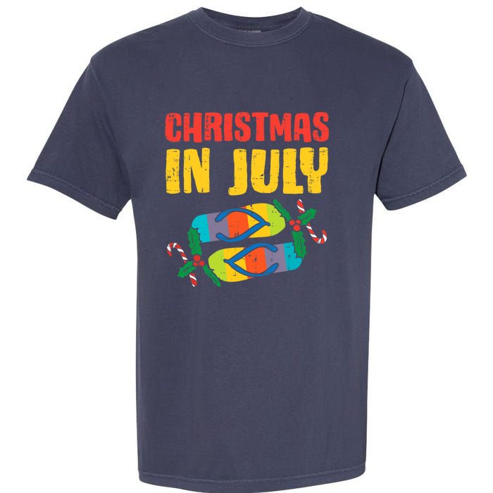 Christmas In July Flip Flops Summer Beach Xmas Garment-Dyed Heavyweight T-Shirt