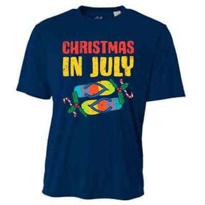 Christmas In July Flip Flops Summer Beach Xmas Cooling Performance Crew T-Shirt