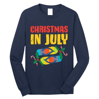 Christmas In July Flip Flops Summer Beach Xmas Long Sleeve Shirt