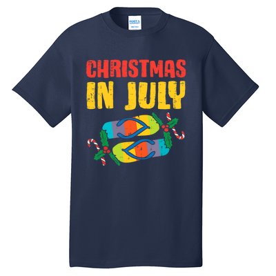 Christmas In July Flip Flops Summer Beach Xmas Tall T-Shirt