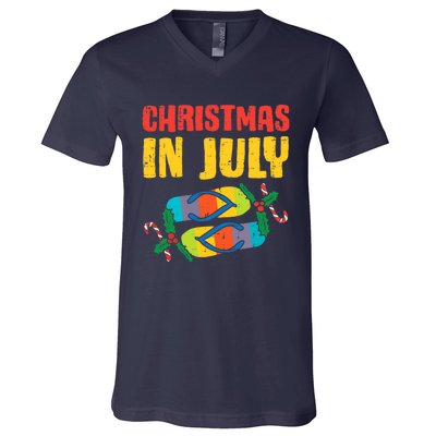 Christmas In July Flip Flops Summer Beach Xmas V-Neck T-Shirt