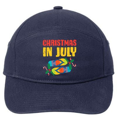 Christmas In July Flip Flops Summer Beach Xmas 7-Panel Snapback Hat