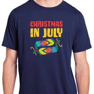 Christmas In July Flip Flops Summer Beach Xmas Adult ChromaSoft Performance T-Shirt