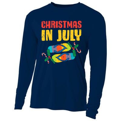 Christmas In July Flip Flops Summer Beach Xmas Cooling Performance Long Sleeve Crew