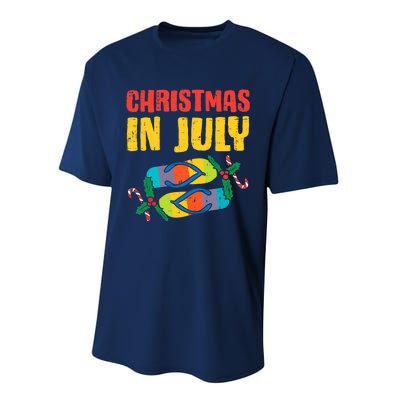 Christmas In July Flip Flops Summer Beach Xmas Performance Sprint T-Shirt