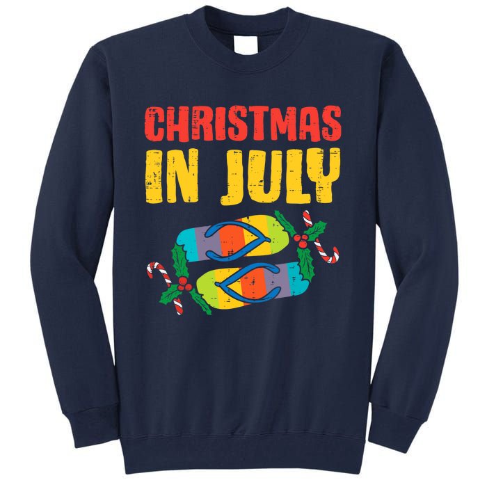 Christmas In July Flip Flops Summer Beach Xmas Tall Sweatshirt