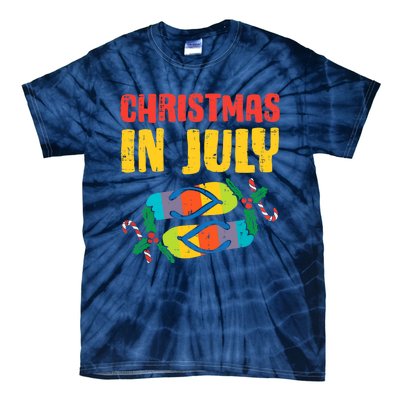 Christmas In July Flip Flops Summer Beach Xmas Tie-Dye T-Shirt