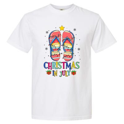 Christmas In July Summer Beach Slipper Christmas Light Garment-Dyed Heavyweight T-Shirt