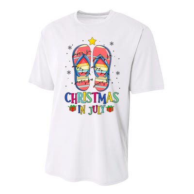 Christmas In July Summer Beach Slipper Christmas Light Performance Sprint T-Shirt