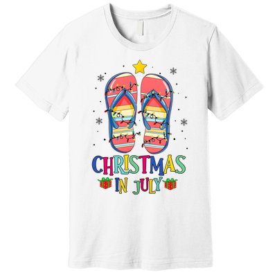 Christmas In July Summer Beach Slipper Christmas Light Premium T-Shirt