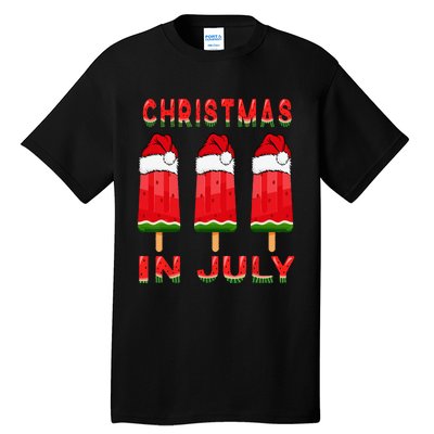 Christmas In July Watermelon Ice Pops Fun Christmas In July Tall T-Shirt