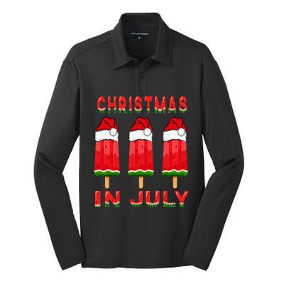 Christmas In July Watermelon Ice Pops Fun Christmas In July Silk Touch Performance Long Sleeve Polo