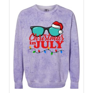 Christmas In July Santa Hat Sunglasses Summer Celebration Colorblast Crewneck Sweatshirt