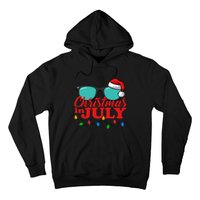 Christmas In July Santa Hat Sunglasses Summer Celebration Hoodie