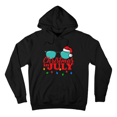 Christmas In July Santa Hat Sunglasses Summer Celebration Hoodie