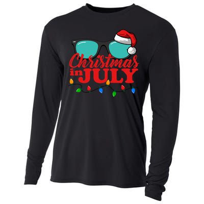 Christmas In July Santa Hat Sunglasses Summer Celebration Cooling Performance Long Sleeve Crew