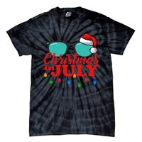 Christmas In July Santa Hat Sunglasses Summer Celebration Tie-Dye T-Shirt