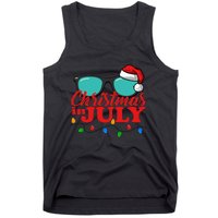 Christmas In July Santa Hat Sunglasses Summer Celebration Tank Top