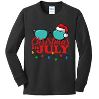 Christmas In July Santa Hat Sunglasses Summer Celebration Kids Long Sleeve Shirt