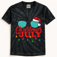 Christmas In July Santa Hat Sunglasses Summer Celebration Kids Tie-Dye T-Shirt