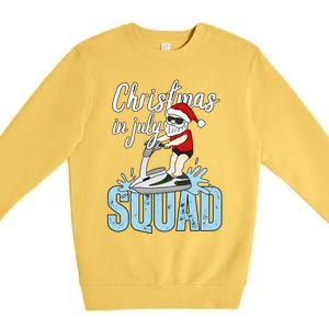 Christmas In July Funny Santa Summer Surf Hawaiian Jet Ski Great Gift Premium Crewneck Sweatshirt