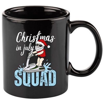 Christmas In July Funny Santa Summer Surf Hawaiian Jet Ski Great Gift 11oz C Handle Ceramic Mug