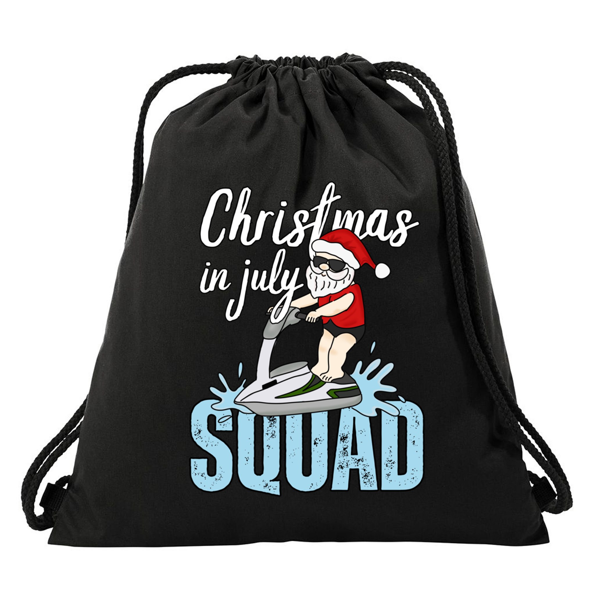 Christmas In July Funny Santa Summer Surf Hawaiian Jet Ski Great Gift Drawstring Bag