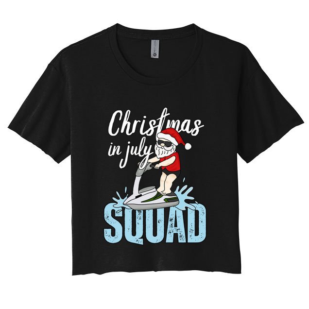Christmas In July Funny Santa Summer Surf Hawaiian Jet Ski Great Gift Crop Top