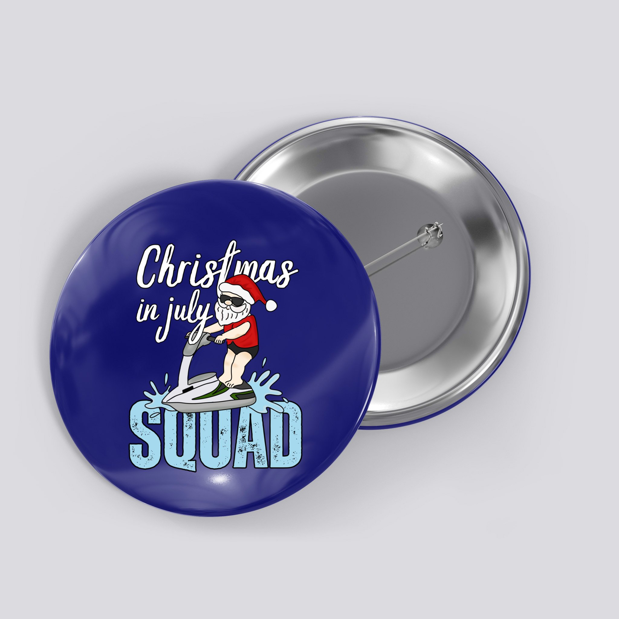 Christmas In July Funny Santa Summer Surf Hawaiian Jet Ski Great Gift Button