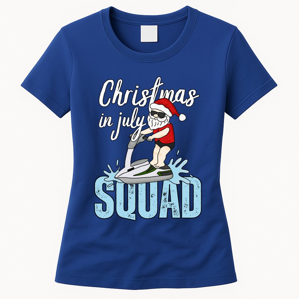Christmas In July Funny Santa Summer Surf Hawaiian Jet Ski Great Gift Womens T-Shirt