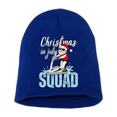 Christmas In July Funny Santa Summer Surf Hawaiian Jet Ski Great Gift Short Acrylic Beanie