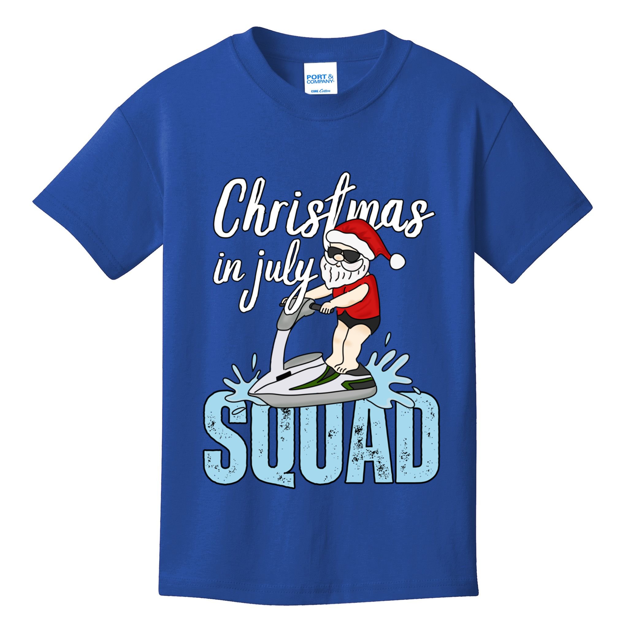 Christmas In July Funny Santa Summer Surf Hawaiian Jet Ski Great Gift Kids T-Shirt