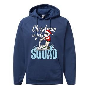 Christmas In July Funny Santa Summer Surf Hawaiian Jet Ski Great Gift Performance Fleece Hoodie