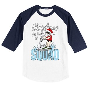 Christmas In July Funny Santa Summer Surf Hawaiian Jet Ski Great Gift Baseball Sleeve Shirt