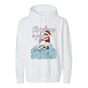 Christmas In July Funny Santa Summer Surf Hawaiian Jet Ski Great Gift Garment-Dyed Fleece Hoodie