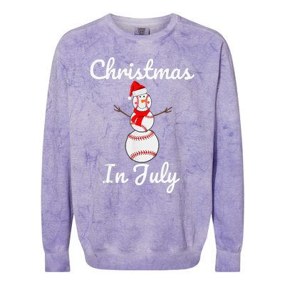 Christmas In July Baseball Snowman Santa Hat Summer 2021 Colorblast Crewneck Sweatshirt