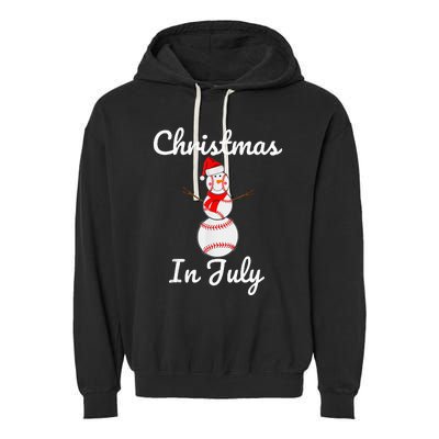 Christmas In July Baseball Snowman Santa Hat Summer 2021 Garment-Dyed Fleece Hoodie