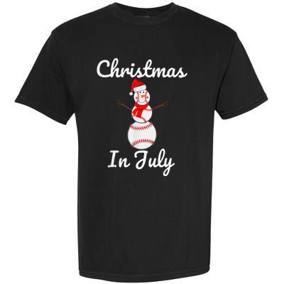 Christmas In July Baseball Snowman Santa Hat Summer 2021 Garment-Dyed Heavyweight T-Shirt