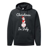 Christmas In July Baseball Snowman Santa Hat Summer 2021 Performance Fleece Hoodie