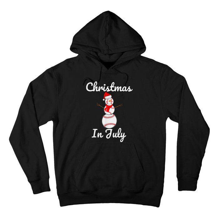 Christmas In July Baseball Snowman Santa Hat Summer 2021 Hoodie